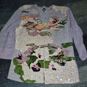 Vintage Storybook Knits Pastel Sequin Cardy..size 1x
